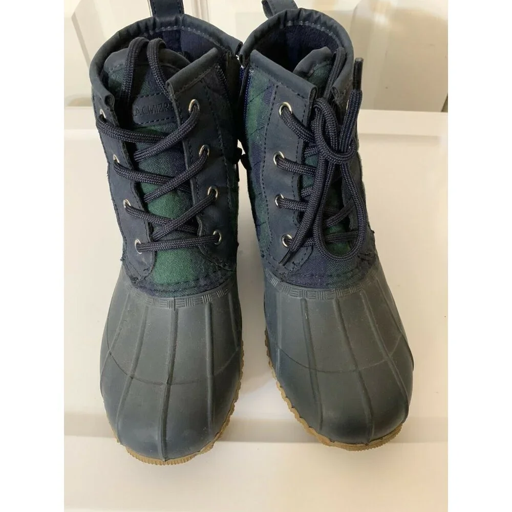 Isaac Mizrahi Live! Plaid Waterproof Boots Zip Navy - 6 M‎